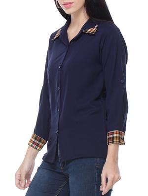 blue crepe regular shirt - 10302079 - Standard Image - 2