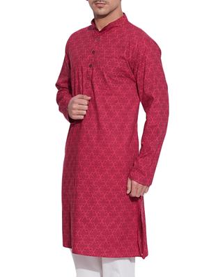 pink cotton long ethnic kurta - 10326541 - Standard Image - 2