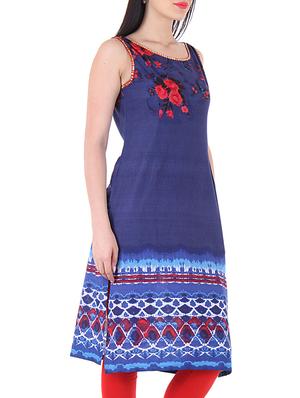 blue cotton kurta - 10342020 - Standard Image - 2