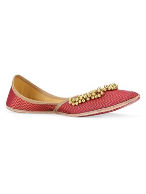 pink embellished leather handcrafted mojaris - 10344683 - Standard Image - 2