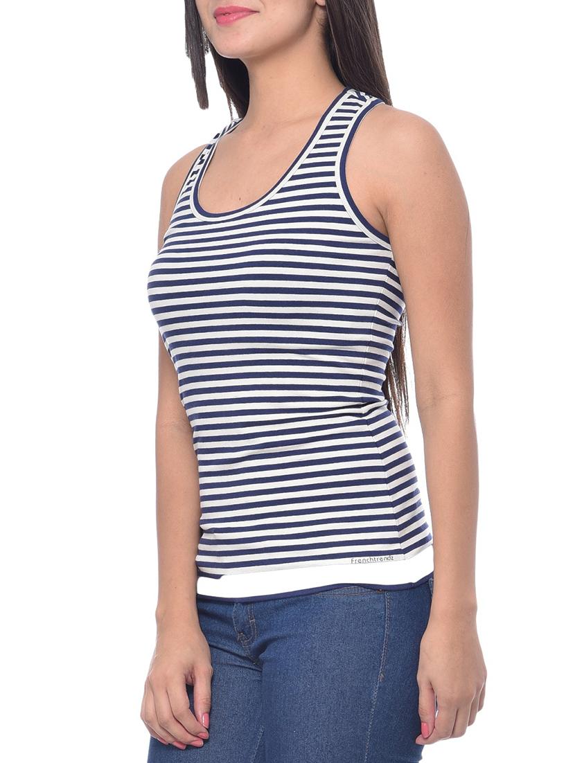 blue cotton lycra tank top top - 10346518 - Zoom Image - 2