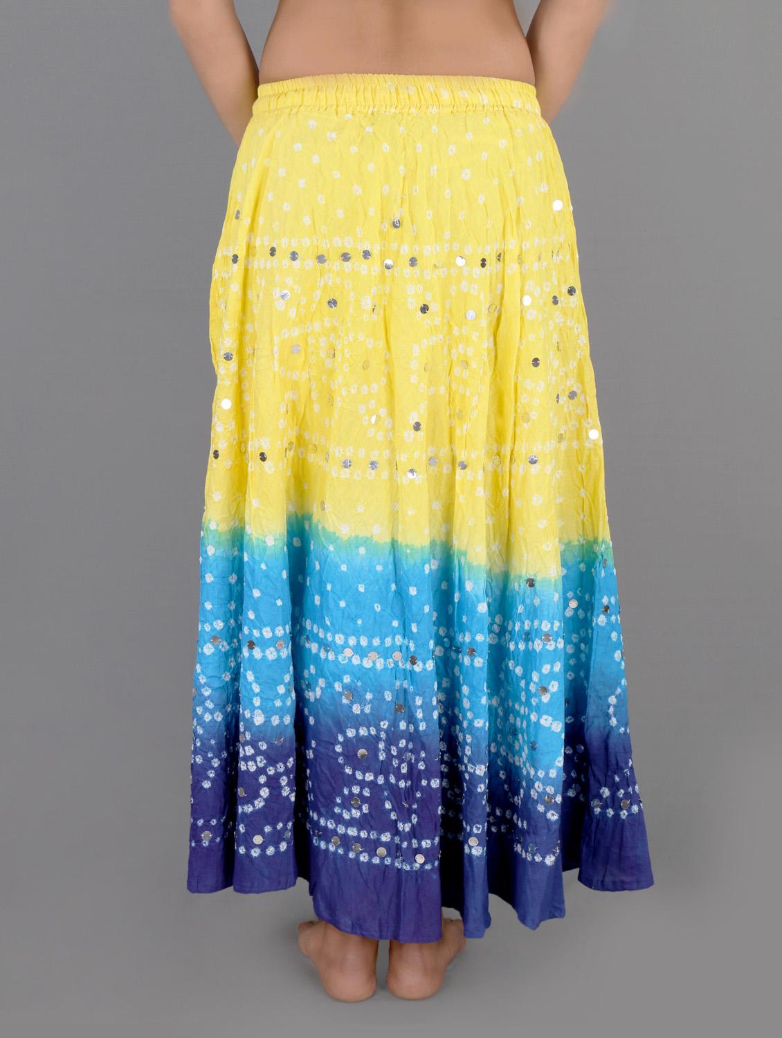 cotton embellished bandhej printed long skirt - 1034735 - Zoom Image - 2