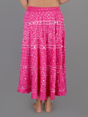 pink embellished bandhani long skirt - 1034737 - Standard Image - 2