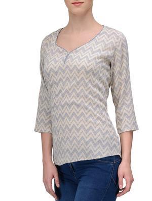 grey printed casual top - 10351436 - Standard Image - 2
