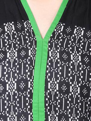 black, green cotton kurta - 10352912 - Standard Image - 5