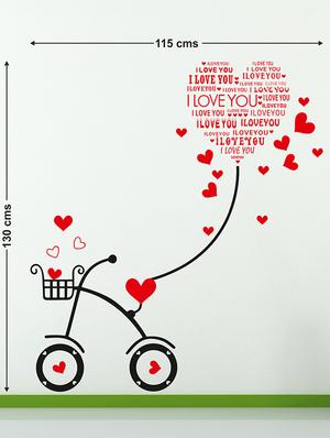 Wall Stickers Heart-shaped I Love You Kids Room Bicycle with String Decal Cute - 10357404 - Standard Image - 2