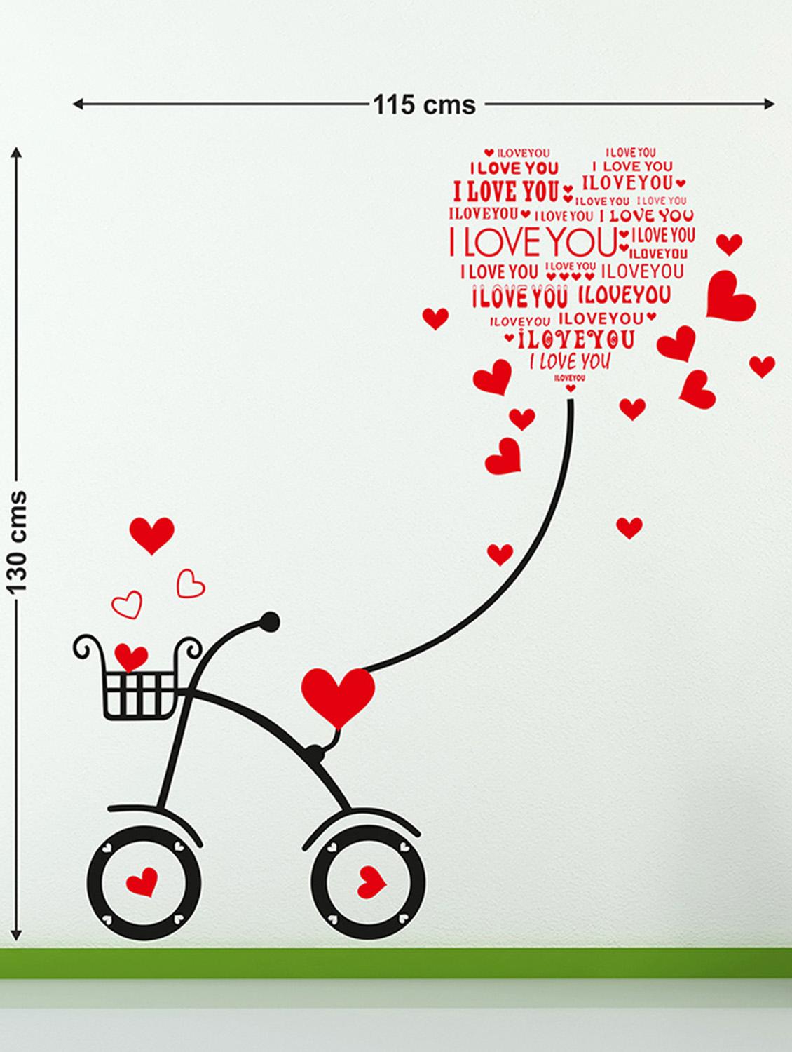 Wall Stickers Heart-shaped I Love You Kids Room Bicycle with String Decal Cute - 10357404 - Zoom Image - 2