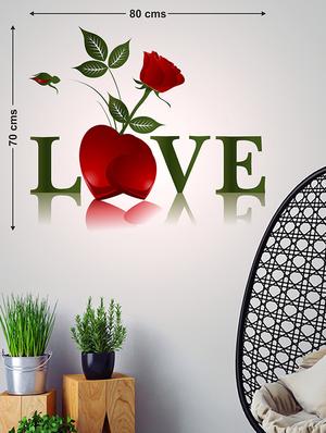 Wall Stickers LOVE Word and Red Rose Valentine's Day Bedroom Decal - 10357409 - Standard Image - 2