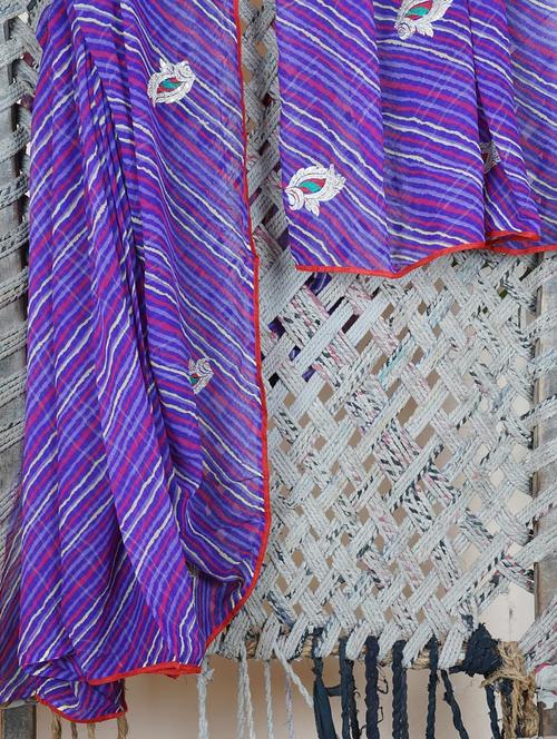 Embroidered Lehariya Georgette Saree - Lazza