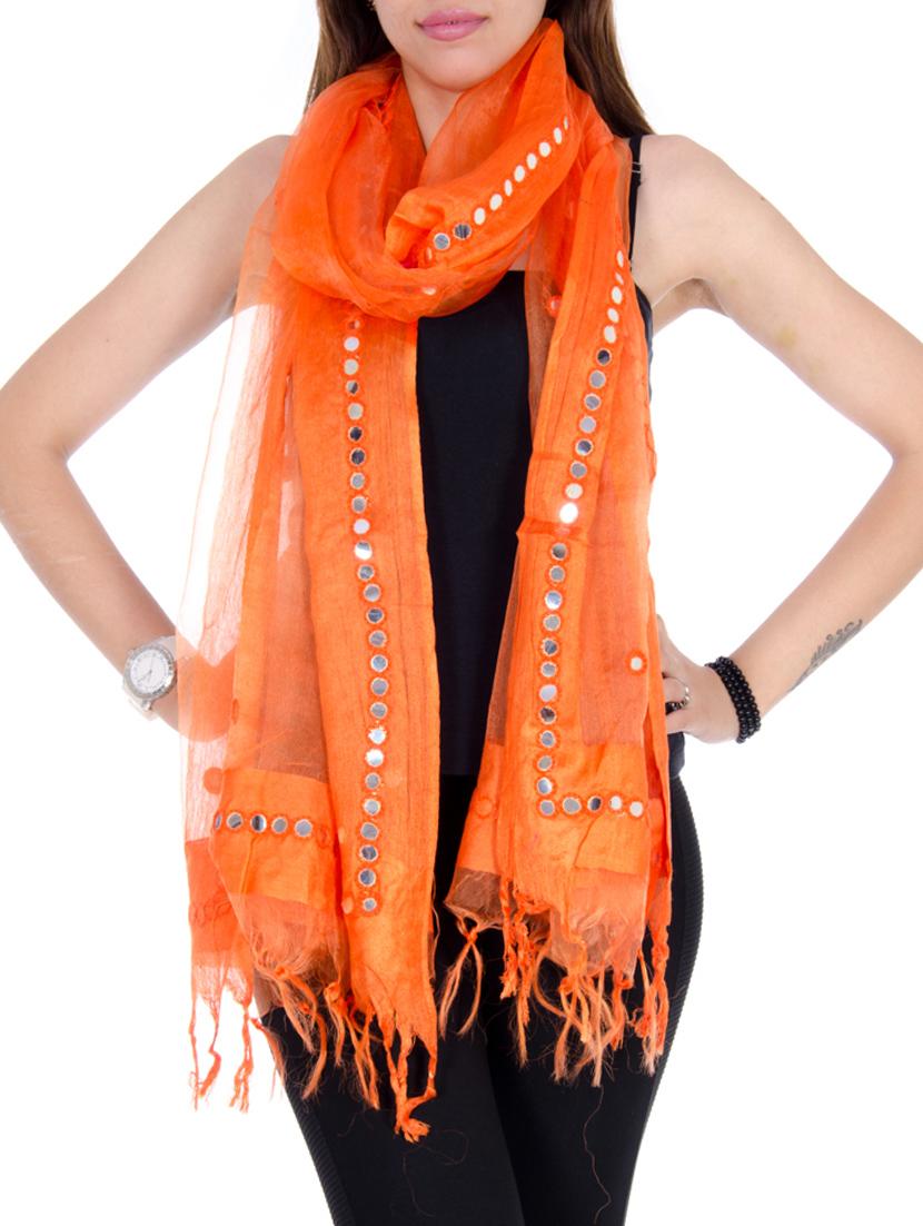 Orange Tissue Plain Dupatta - By