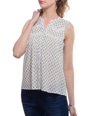 A Luv Ya Printed Cotton Crepe Lace Yoke Top - 10384816 - Standard Image - 2