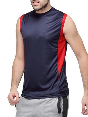 navy blue and red polyester t-shirt - 10398846 - Standard Image - 2