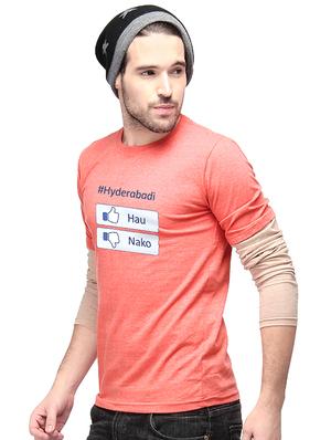 peach brown colored, cotton tee- shirt - 10398920 - Standard Image - 2
