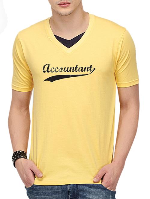 yellow cotton chest print t-shirt - 10398929 - Standard Image - 1