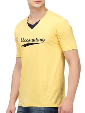yellow cotton chest print t-shirt - 10398929 - Standard Image - 2