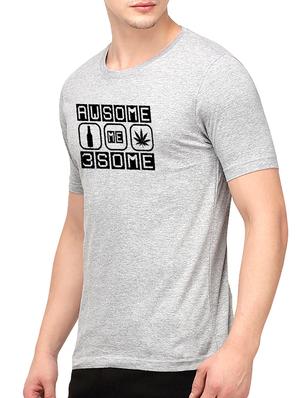 grey cotton chest print t-shirt - 10398955 - Standard Image - 2