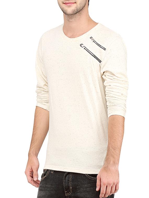 cr??me colored, cotton tee- shirt - 10399067 - Zoom Image - 2