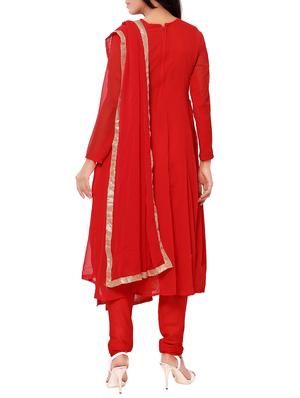 red georgette anarkali suits unstitched suit - 10416027 - Standard Image - 2