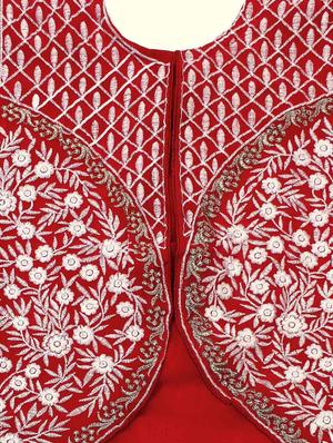 red georgette anarkali suits unstitched suit - 10416027 - Standard Image - 5