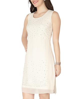 round neck embellished a-line dress - 10417731 - Standard Image - 2