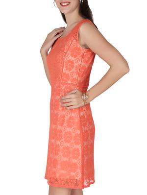orange cotton fit & flare dress - 10417736 - Standard Image - 2
