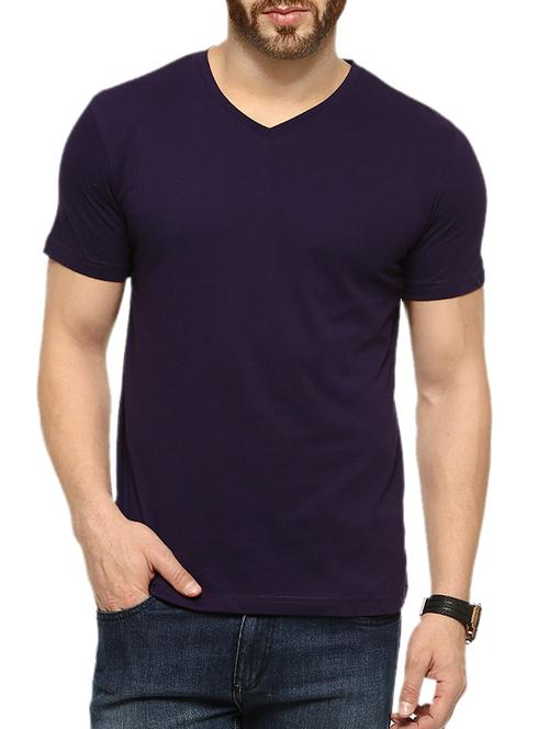 solid purple cotton t-shirt - 10420904 - Very Small Image - 1