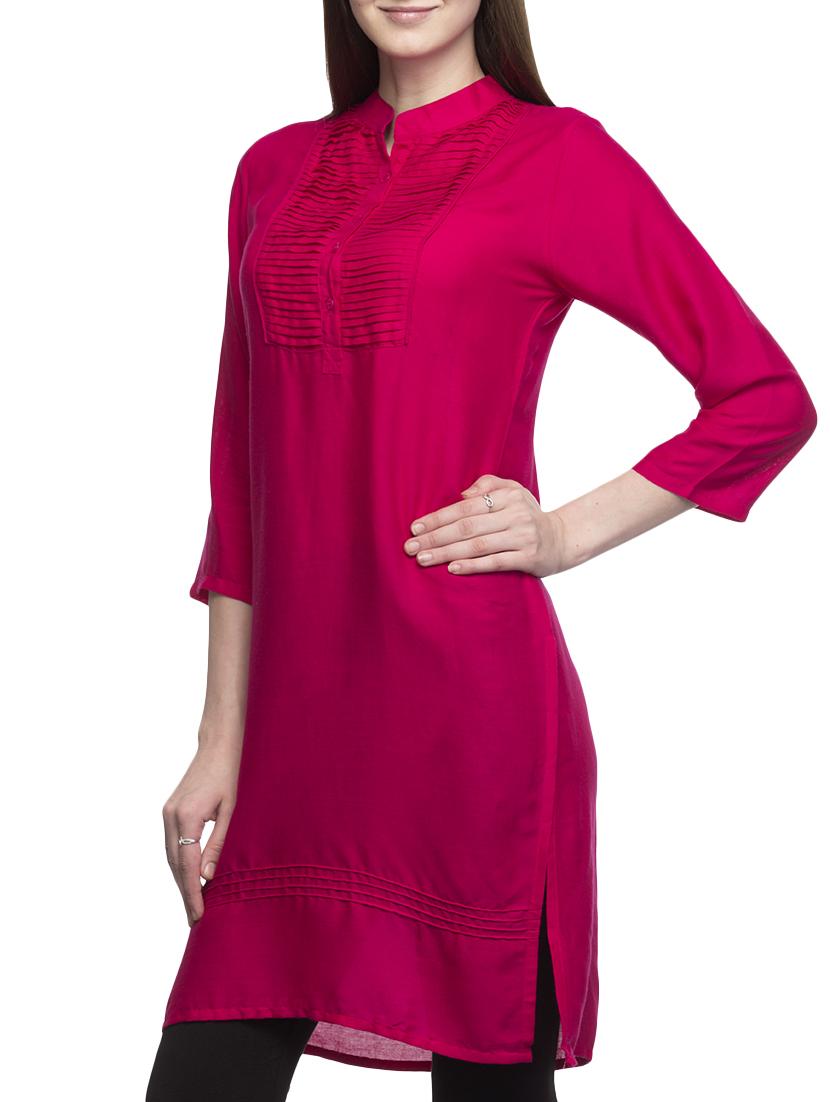 pink rayon straight kurta - 10421655 - Zoom Image - 2