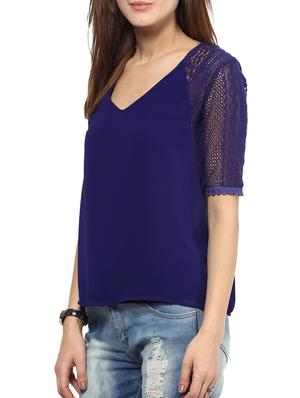 lace panel solid top - 10438488 - Standard Image - 2