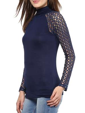 Buy Lace Sleeved Turtle Neck Top for Women from Harpa for â¹763 at 41% off | 2019 Limeroad.com