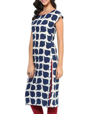 blue,white cotton kurta - 10442833 - Standard Image - 2