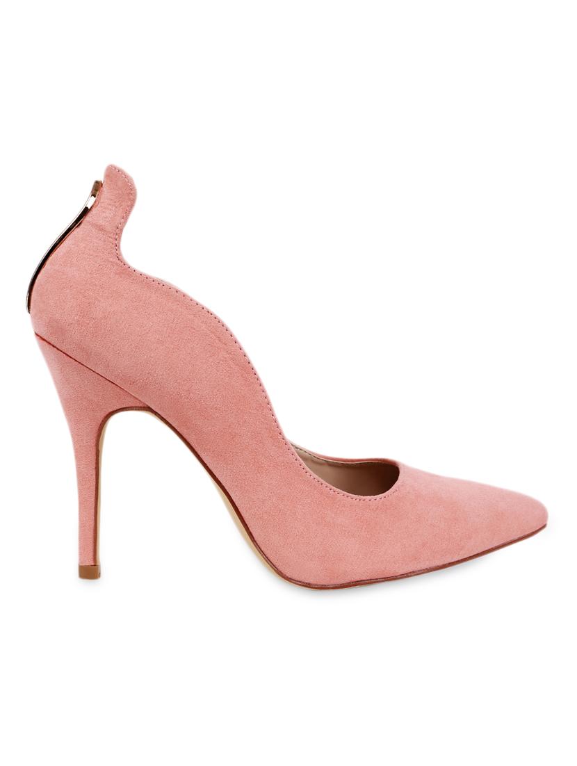 keyhole cutout pink suede stiletto pumps - 1044833 - Zoom Image - 2