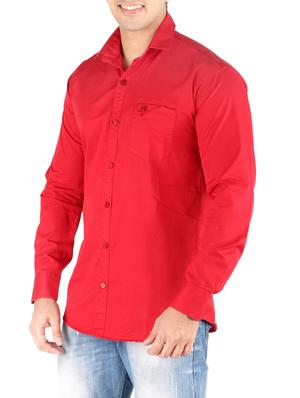 red cotton casual shirt - 10449245 - Standard Image - 2