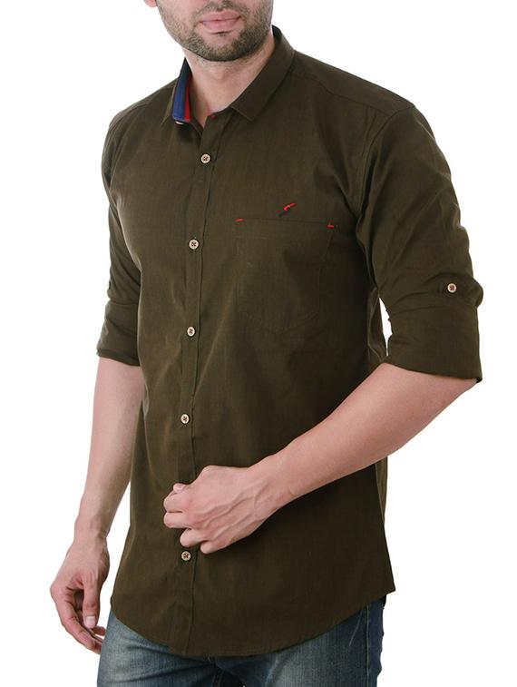 green cotton casual shirt - 10454760 - Zoom Image - 2