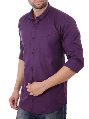 purple cotton casual shirt - 10454764 - Standard Image - 2