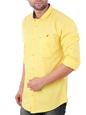 yellow cotton casual shirt - 10454767 - Standard Image - 2