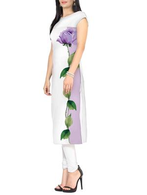 White Faux Crepe kurta - 10457507 - Standard Image - 2