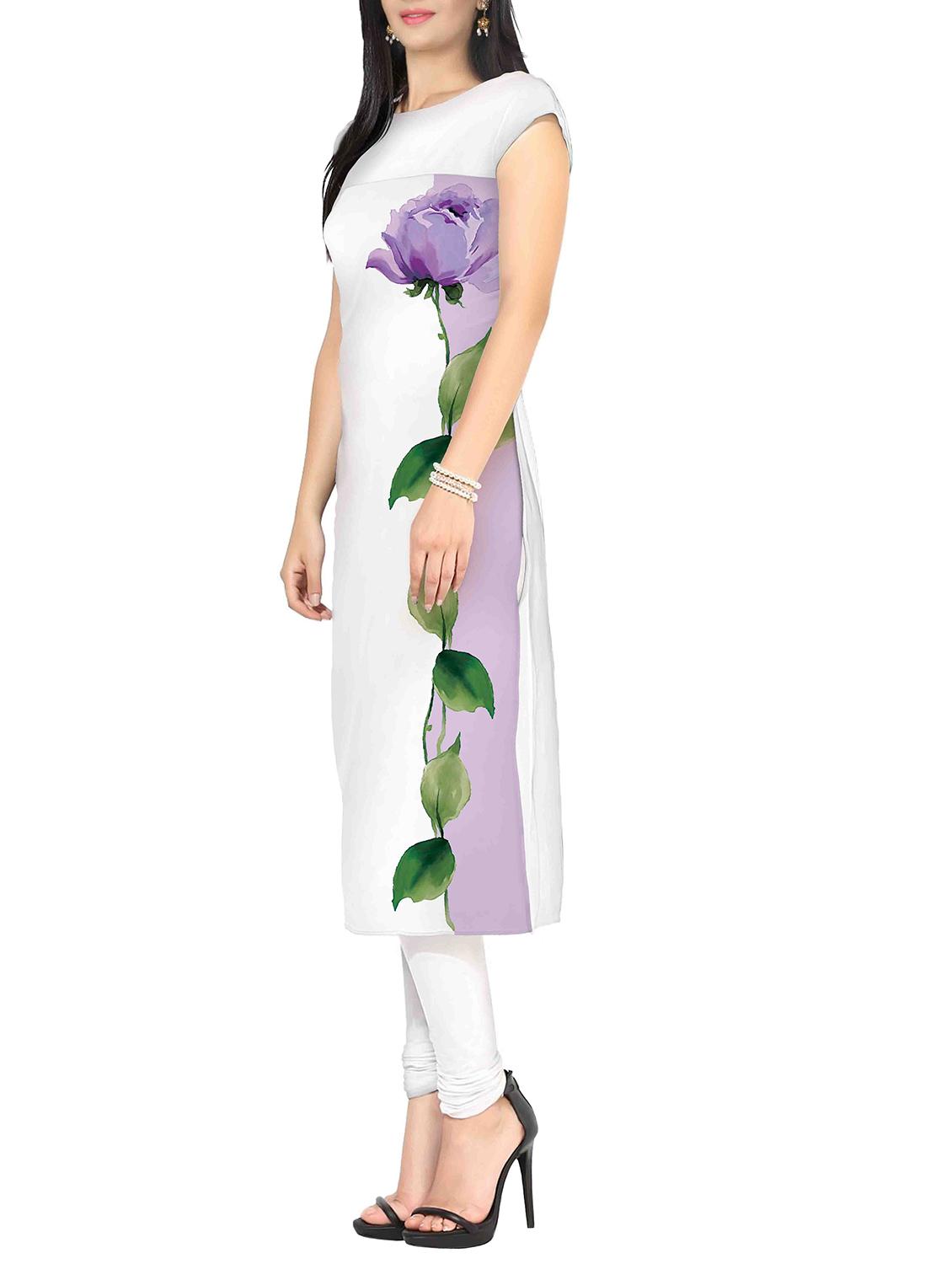 White Faux Crepe kurta - 10457507 - Zoom Image - 2