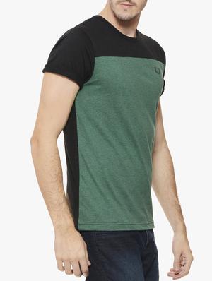 Black cotton color block t-shirt - 10481299 - Standard Image - 2
