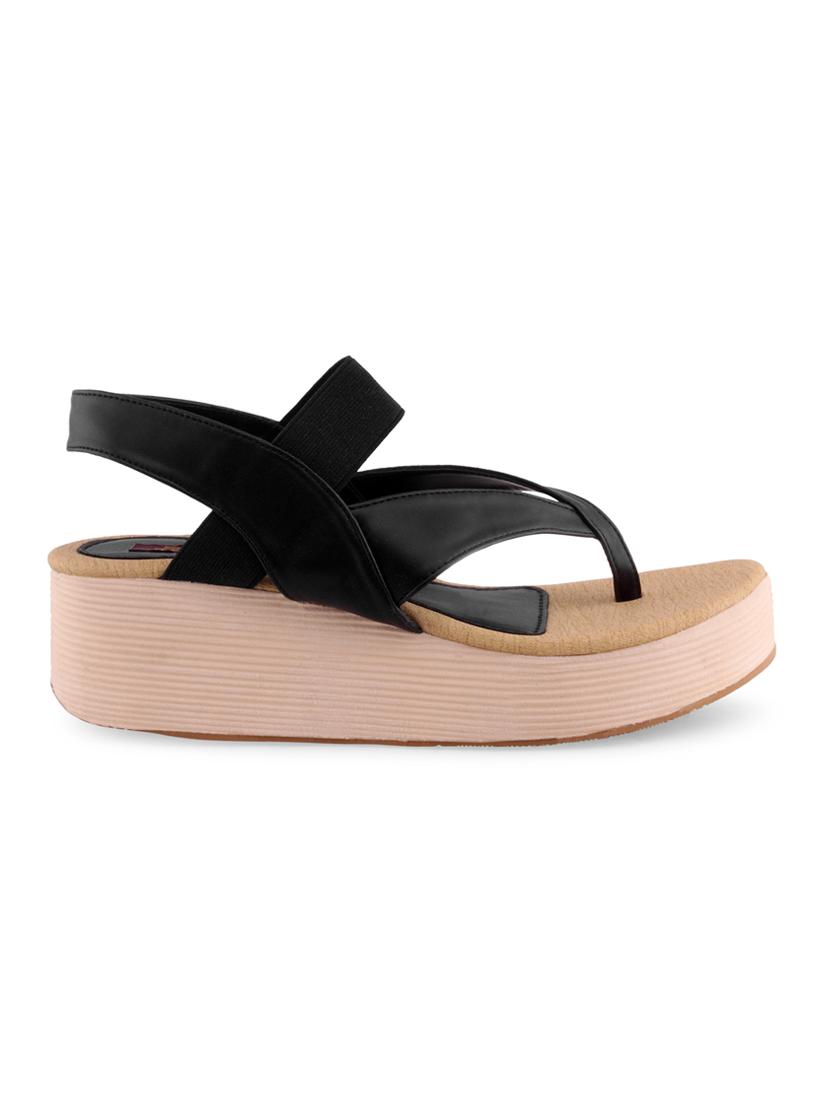black leatherette wedges - 10502868 - Zoom Image - 2