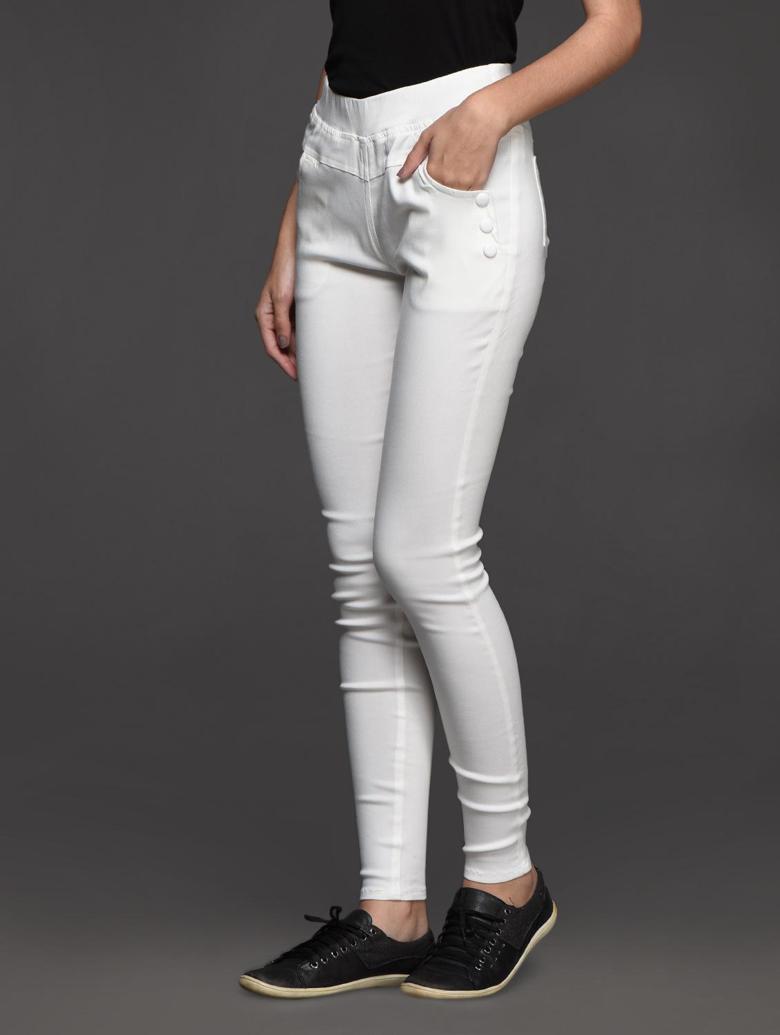 plain cotton blend jeggings - 1050668 - Zoom Image - 2