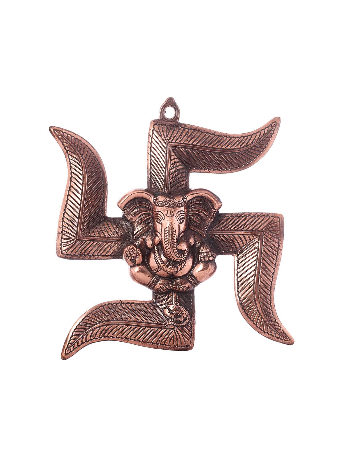 eCraftIndia Lord Ganesha on Swastik Metal Wall Hanging - 10512945 - Zoom Image - 2