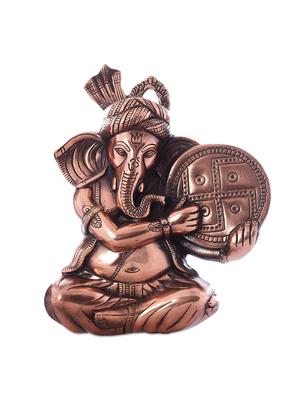 ecraftindia musician phagdi lord ganesha metal wall hanging - 10512948 - Standard Image - 2
