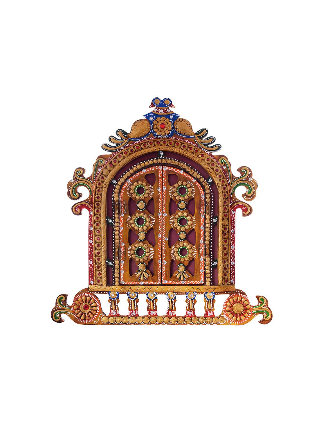 eCraftIndia Decorative Papier-Mache Wooden Jharokha Wall Hanging - 10513041 - Zoom Image - 2