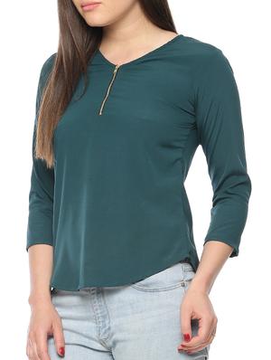 green poly crepe top - 10528196 - Standard Image - 2