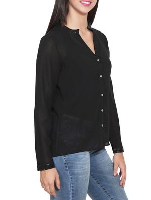 black poly georgette shirt - 10536364 - Standard Image - 2
