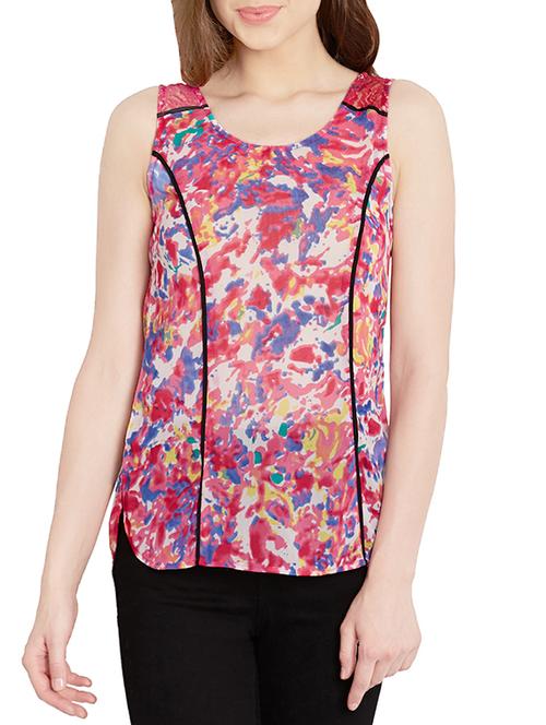pink printed georgette top - 10549137 - Standard Image - 1