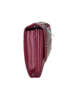 maroon leatherette clutch - 10551427 - Standard Image - 5