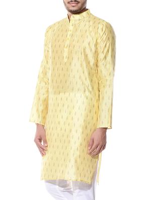 golden dupion block print kurta - 10551784 - Standard Image - 2