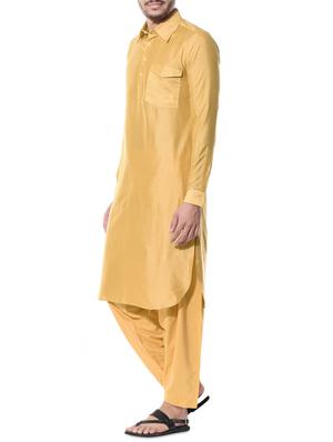 gold cotton silk kurta pyjama set - 10551799 - Standard Image - 2
