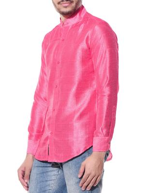 pink matka silk casual shirt - 10551815 - Standard Image - 2